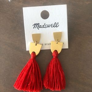 Madewell red and gold tassel earrings